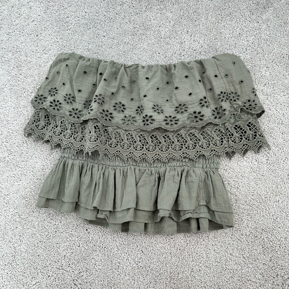 American Eagle Strapless Eyelet Crop Top